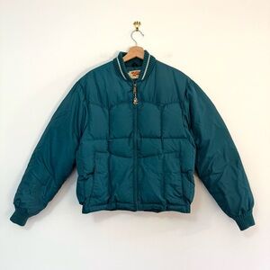 VTG 70s/80s Comfy Made in USA Down Insulated Western Zip Puffer Jacket
